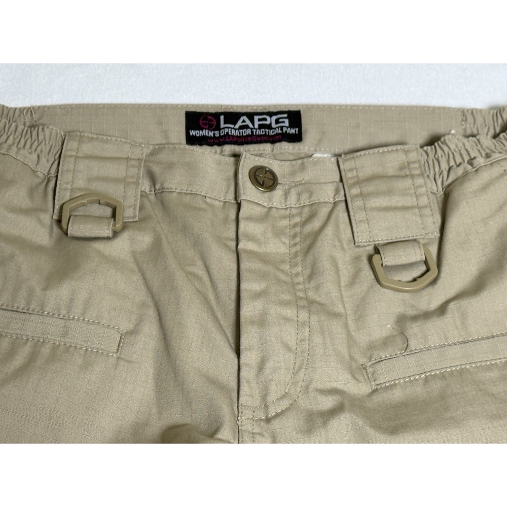 LAPG khaki Stretch Ops Tactical Pants cargo woman's fade resistant Size 8 long - Picture 4 of 16